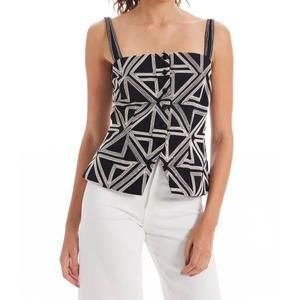 NEW ALLISON NEW YORK violet top in black geo